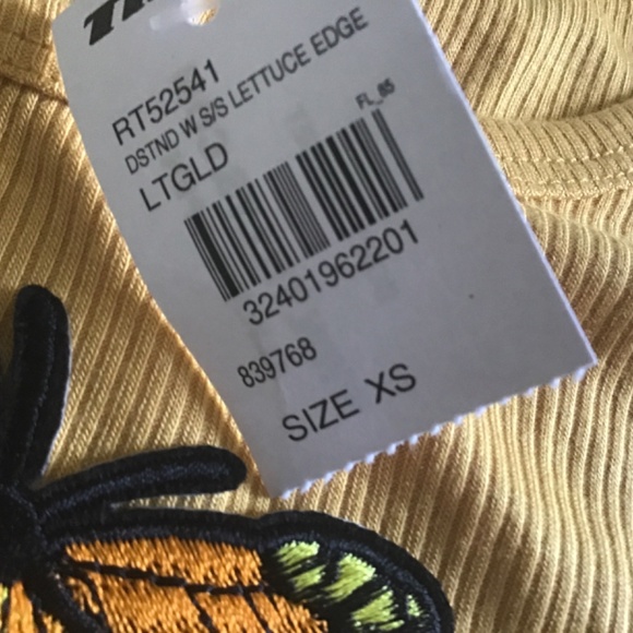 Tilly’s Mustard Yellow Butterfly Ribbed Tight Tee - Picture 4 of 5